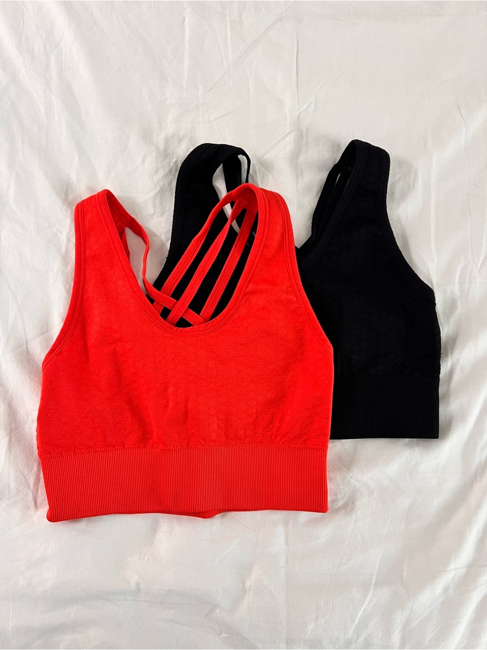 Women’s Strappy Sports Bras - Red/Orange and Black